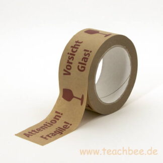 Papierklebeband mit Warndruck "Vorsicht Glas!"